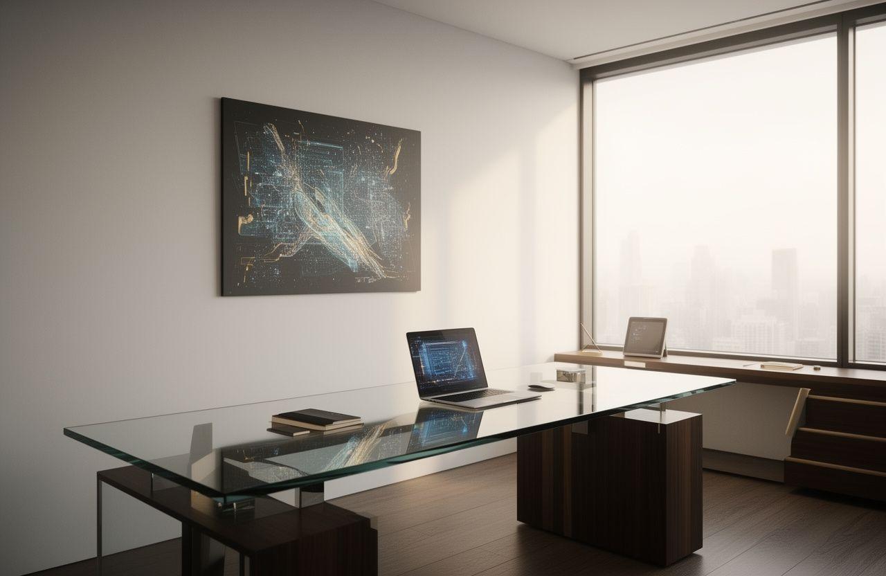 Sophisticated tech-enabled workspace with modern design elements